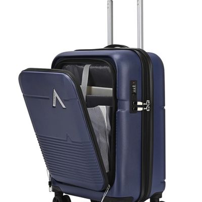 ARISTOCRAT Small Cabin Suitcase (55 cm) 8 Wheels - Orbit Hard Side Laptop Compartment Trolley Bag With Combination Lock - Blue